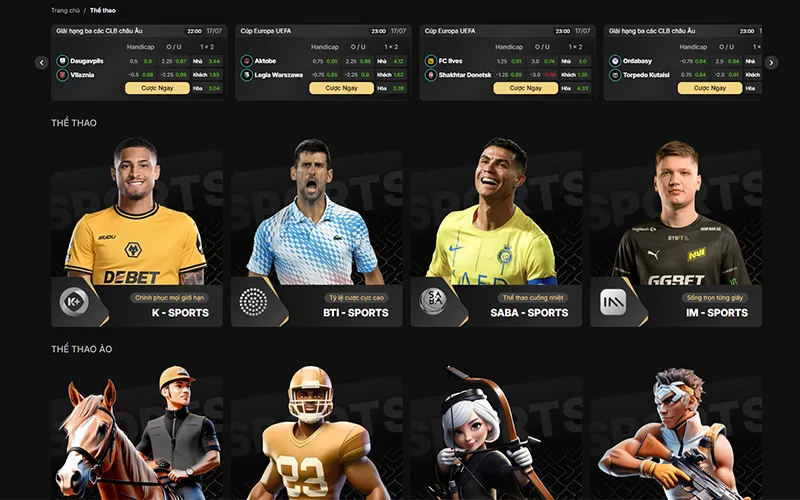 Sảnh cược thể thao BUBET chia nhóm K-Sports, BTI, SABA